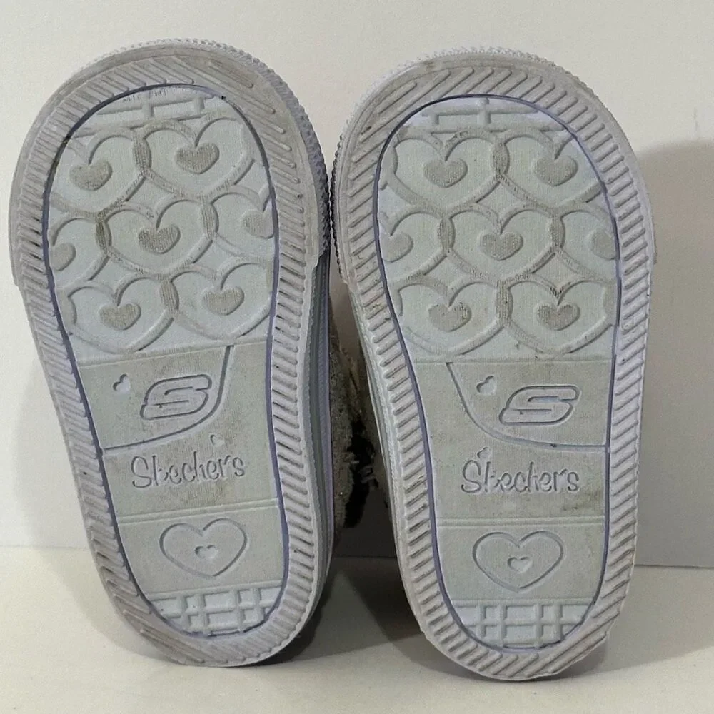 Skechers Twinkle Toes Silver and Pink Toddler High Top Shoes | Toddler Size 2